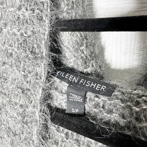 EILEEN FISHER Size Small Alpaca Silk Hooded Open Cardigan Sweater Vest - Picture 2 of 4